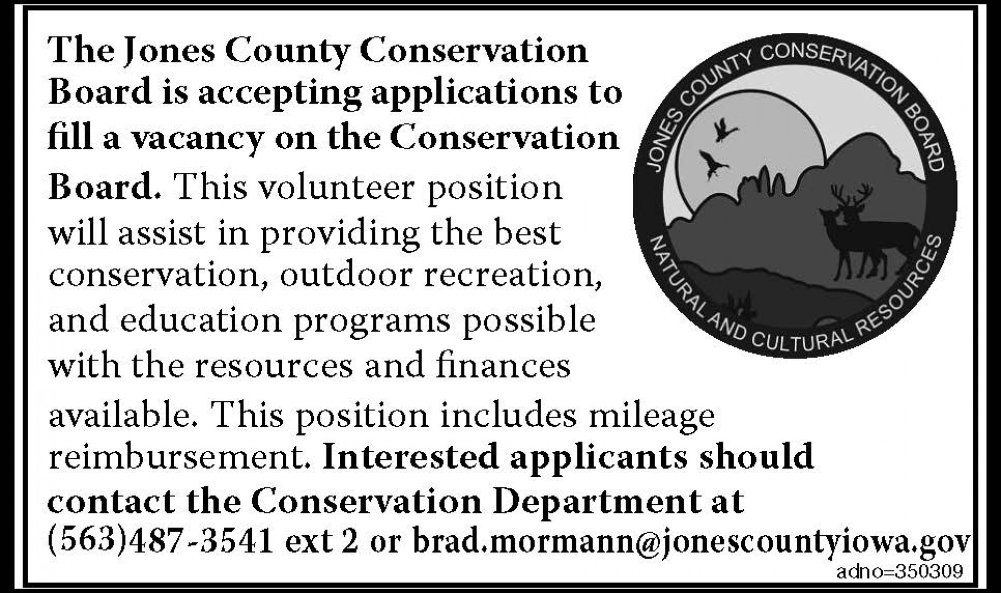 Jones County Conservation Board Member Vacancy Jones County, Iowa